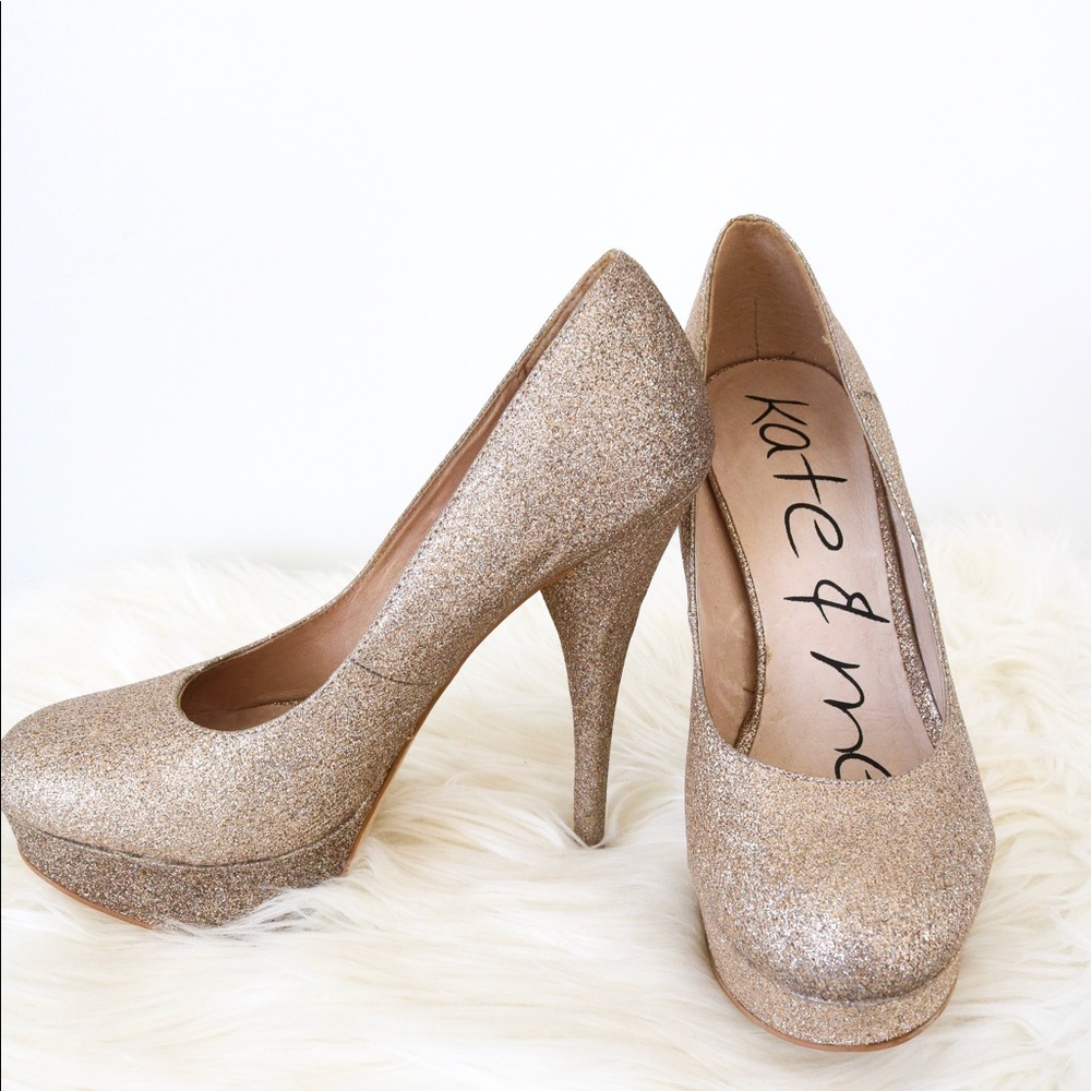 Town Shoes Gold Glittery Platform Heels